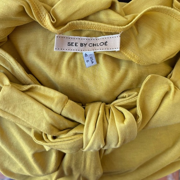 See by Chloe Silk Mini Dress in Mustard Yellow Size 6 - Picture 5 of 6